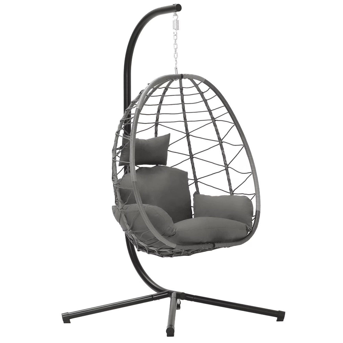 LEX CRAFT Egg Chair with Stand, Patio Wicker Hanging Chair, Hammock Swing Chair, 350LBS Capacity for Bedroom, Balcony, Garden (YE-BE)