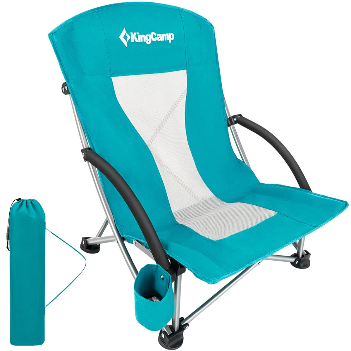 KingCamp Low Beach Chairs 2 Pack, Folding Portable High Back Chair