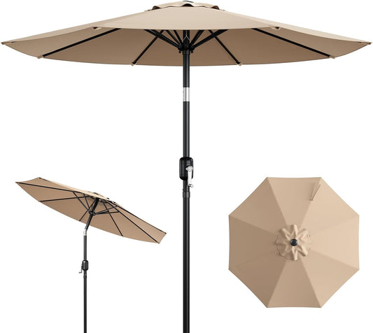 9FT Patio Umbrella, Outdoor Table Umbrella with Tilt & Crank