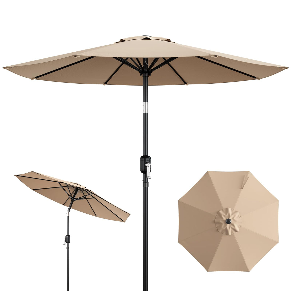9FT Patio Umbrella, Outdoor Table Umbrella with Tilt & Crank