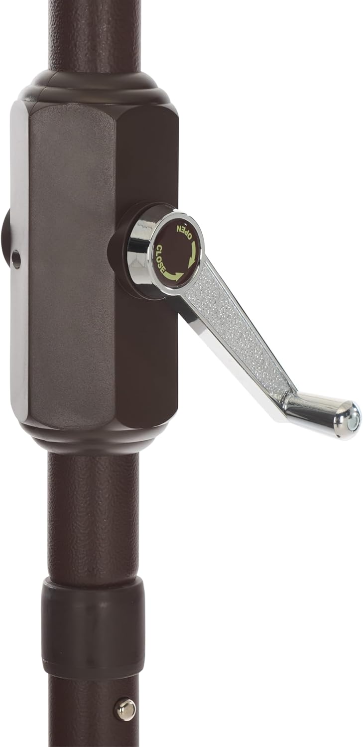 Safavieh PAT8010A Collection Venice Navy and White Single Scallop 9Ft Crank Outdoor Push Button Tilt Umbrella