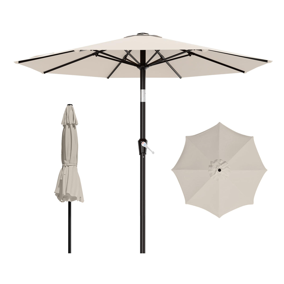 AreShark 9FT Outdoor Patio Umbrella with Tilt and Crank, Dark Green