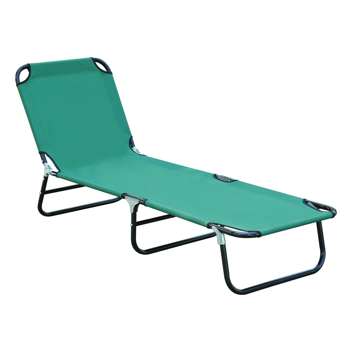 Outsunny Folding Chaise Lounge Chair with 5-Level Back, Black and White