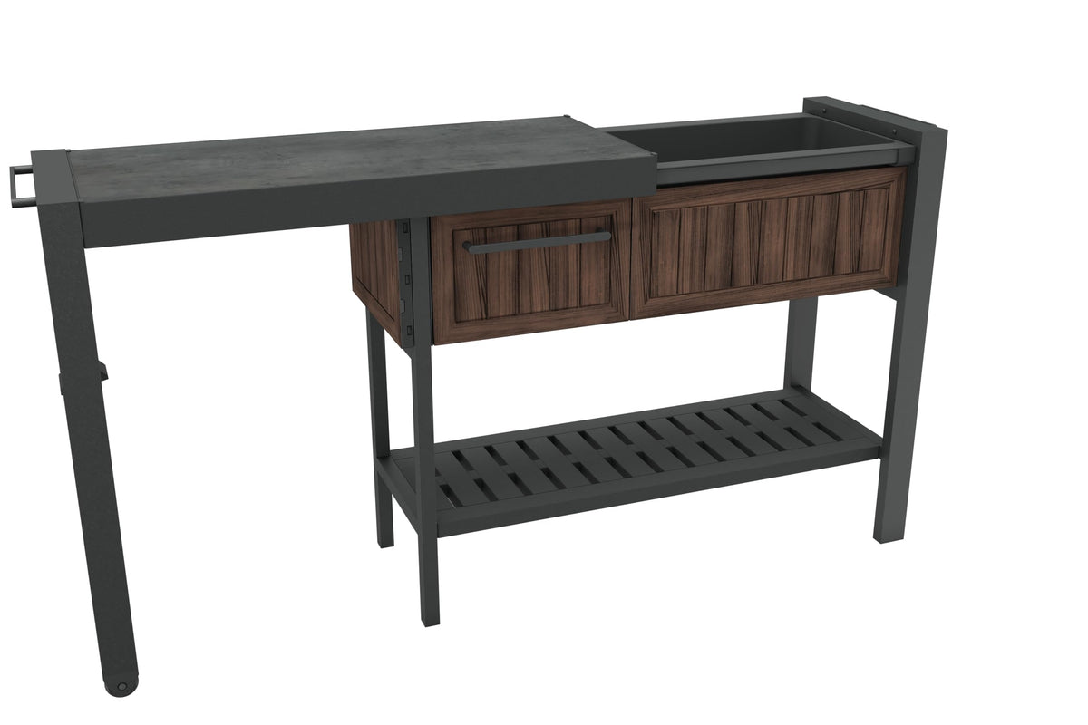 Keter Unity XL Portable Outdoor Table with Stainless Steel Top for Kitchen Prep and Outdoor Storage Cabinet for Grilling Accessories, Dark Grey