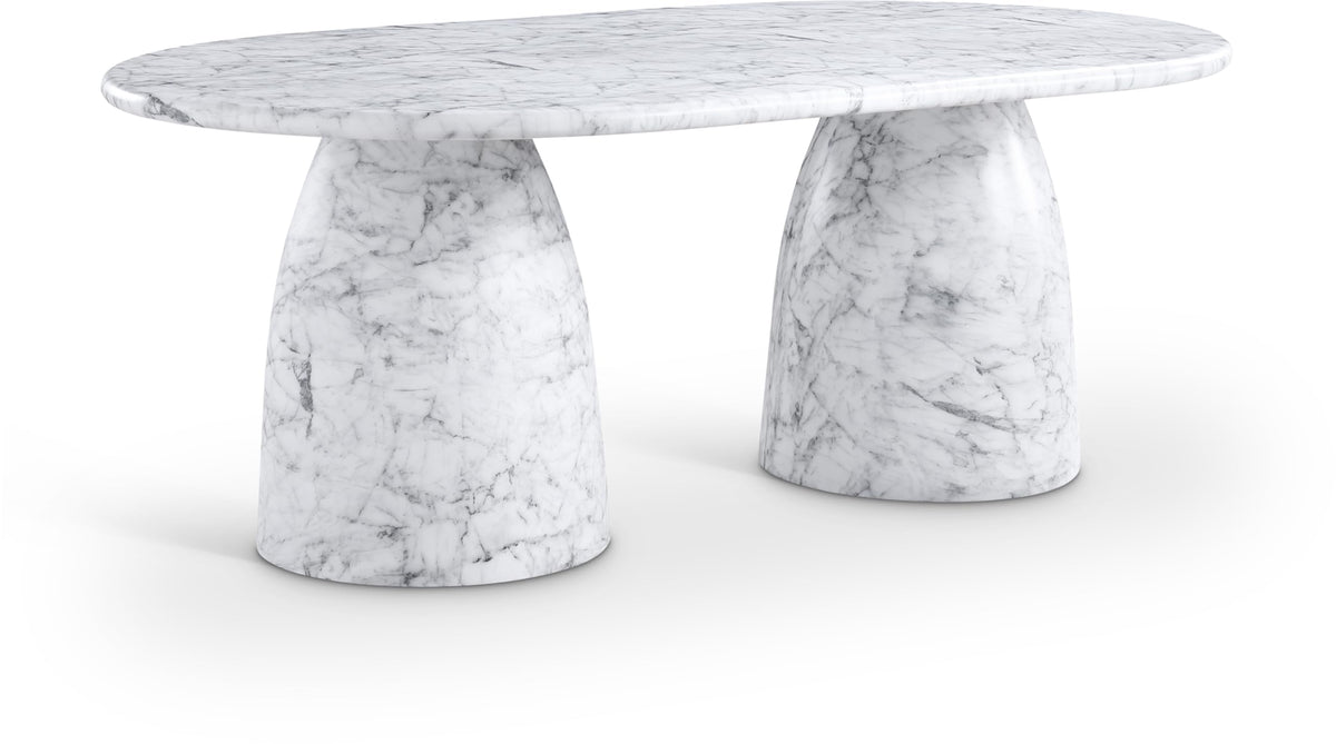 Meridian Furniture 702Brown-T Cosenza Collection Art Deco 78" Indoor/Outdoor Concrete Dining Table with Brown Marble Finish, 78" W x 44.5" D x 30" H, Brown