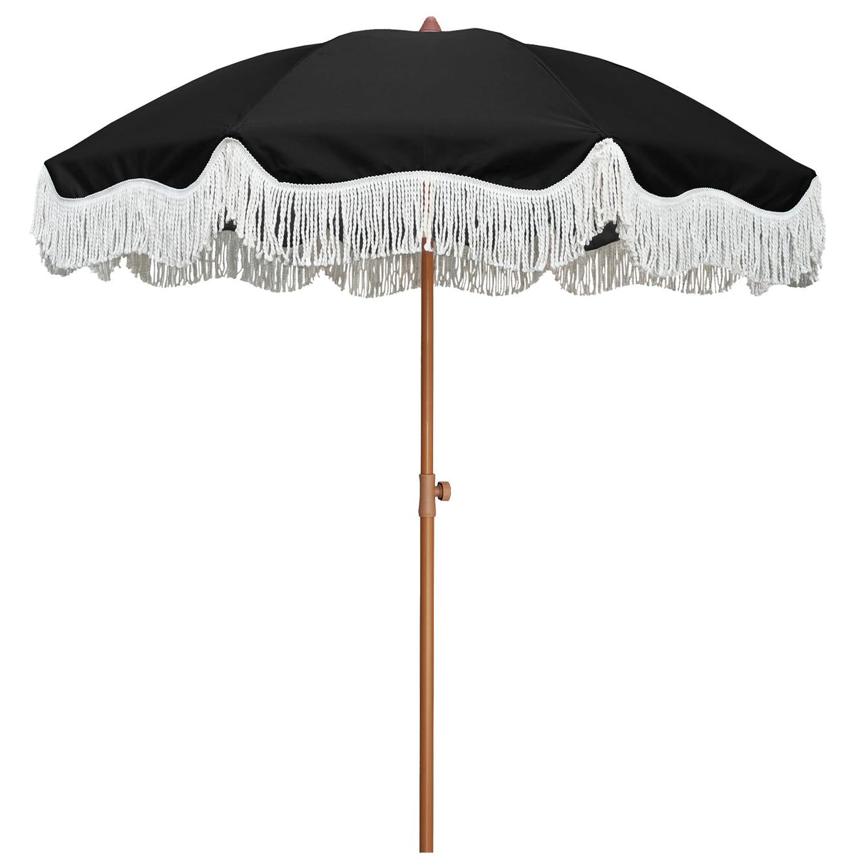 AMMSUN Boho Fringe Umbrella, 6.5ft Outdoor Umbrella with Tassel
