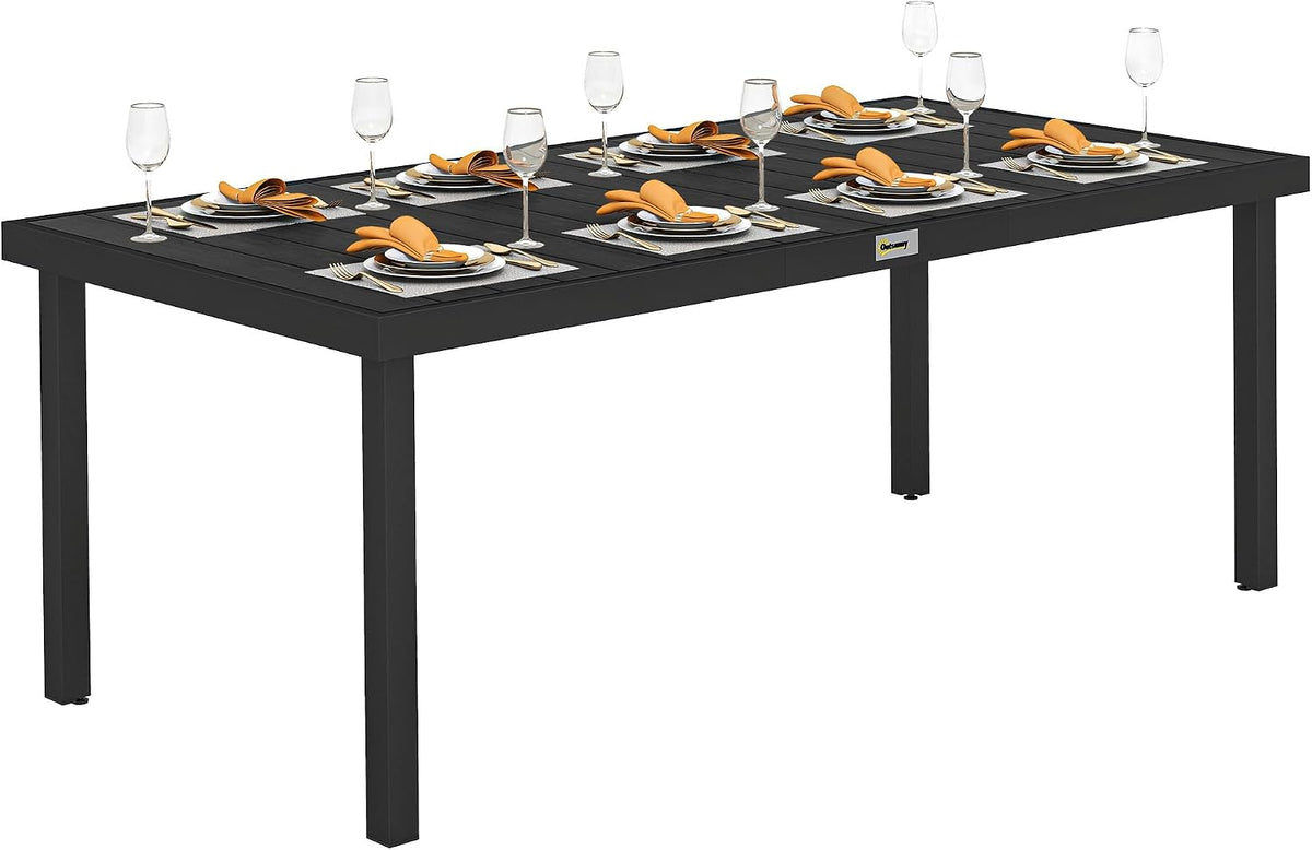 Outsunny 75" x 35" Outdoor Dining Table for 8 People Rectangular Black