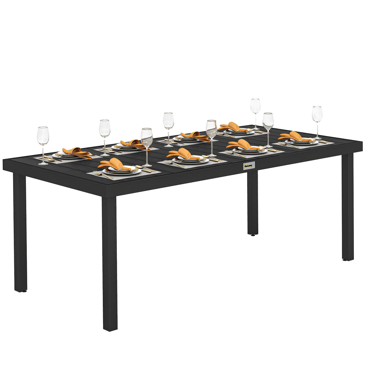 Outsunny 75" x 35" Outdoor Dining Table for 8 People Rectangular Black