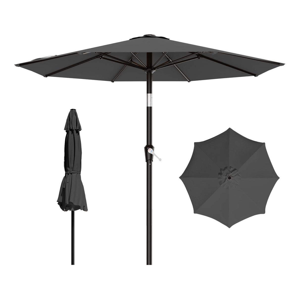 AreShark 9FT Outdoor Patio Umbrella with Tilt and Crank, Dark Green