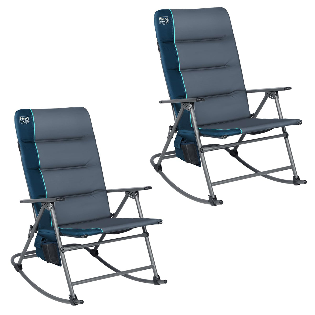 Timber Ridge Oversized Folding Rocking Camping Chair, Padded Outdoor Rocker with High Back, Portable Outdoor Chair for Patio, Garden, Lawn, Supports up to 400 lbs, Green