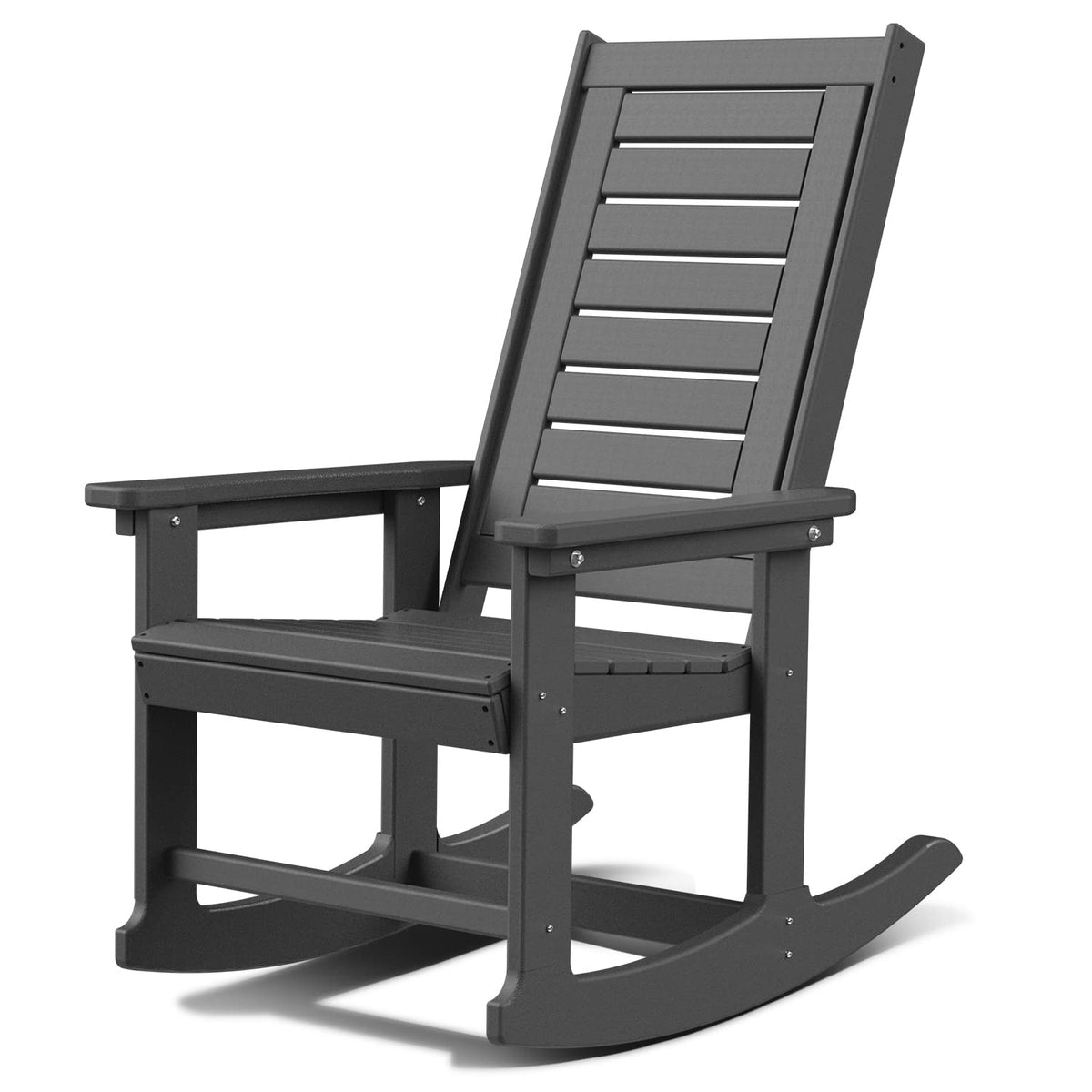 GREENVINES Oversized Outdoor Rocking Chairs Set of 2, HDPE Rocker, Black
