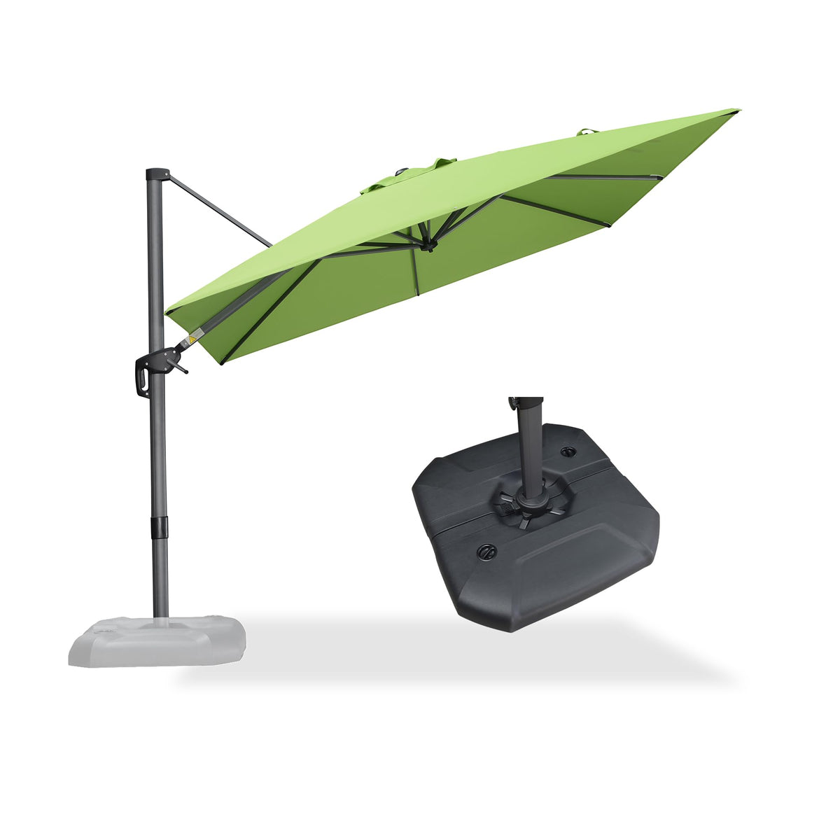 PURPLE LEAF Patio Umbrella with Base 9' x 11.5' 360° Rotation Control Beige