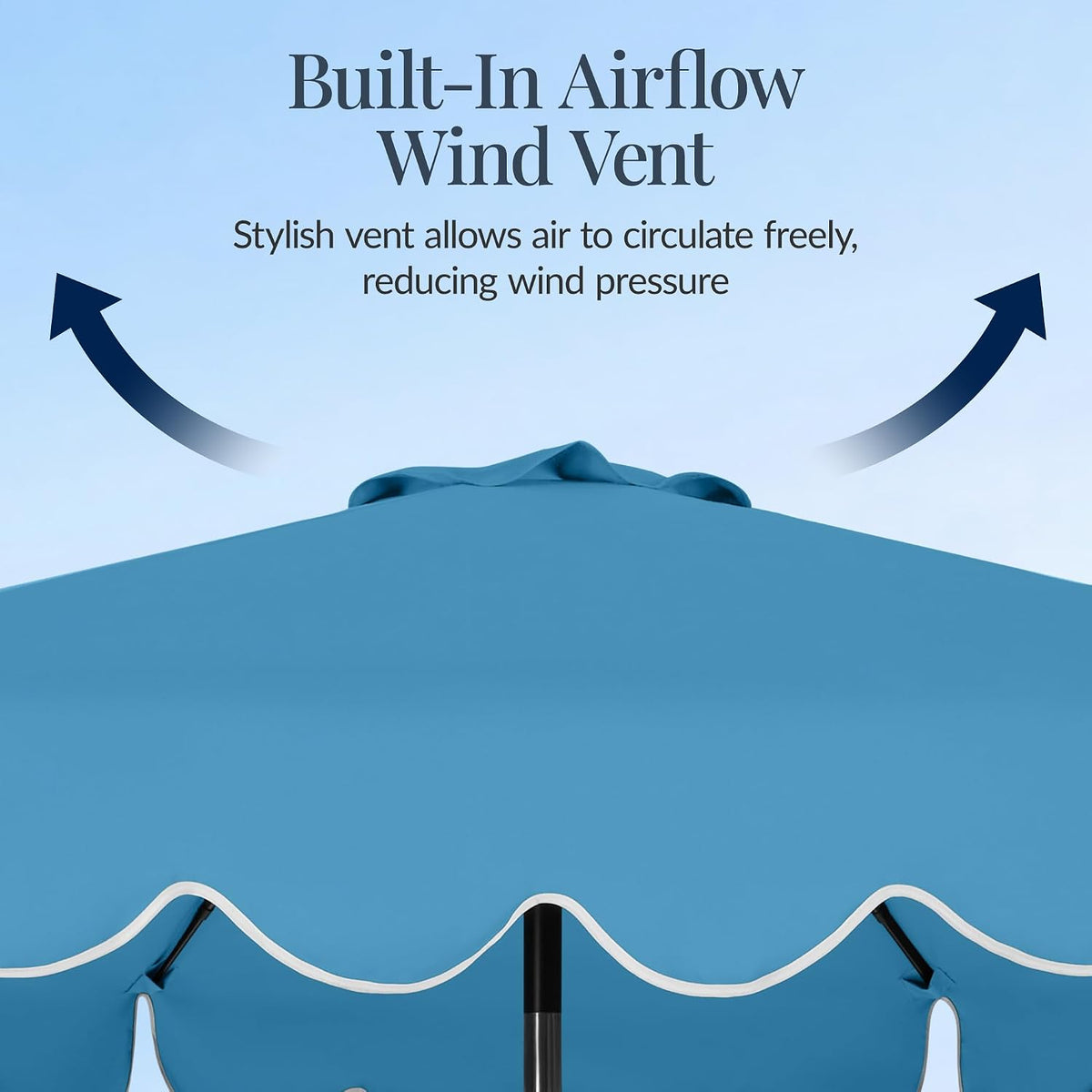 Best Choice Products 9ft Patio Market Umbrella with Scallop Trim, UV-Fade-Resistant 210g Canopy, Crank & Tilt, Wind Vent, Heavy-Duty Frame - Sky Blue