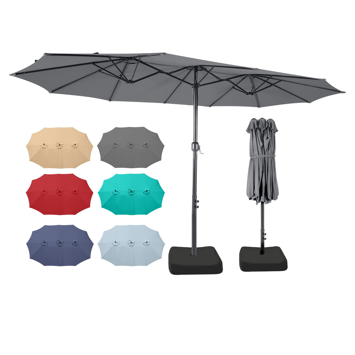15ft Large Outdoor Patio Umbrella with Base Included