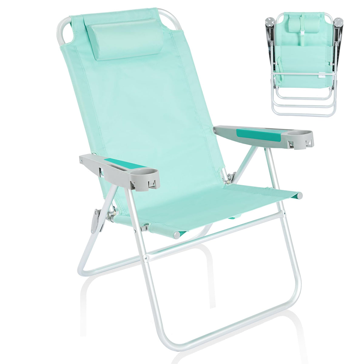 SUNNYFEEL Tall Beach Chair for Adults, High Back High Seat Folding Chairs