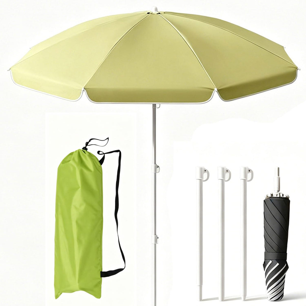 6ft Heavy Duty High Wind Beach Umbrella & Patio Umbrella, Parasols UPF 50+ Sun Protection Portable Outdoor Sunshade Umbrellas Carry Bag for Patio Garden Pool Backyard