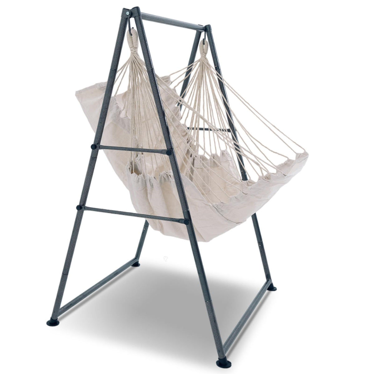 Hammock Chair Stand with X-Large Swing Chair with Footrest，Anti-Tip Thickened Weather-Resistant Iron Pipe Swing Frame, 450Lbs Stand Capacity Quick Assembly for Indoor Outdoor (Dark Grey)