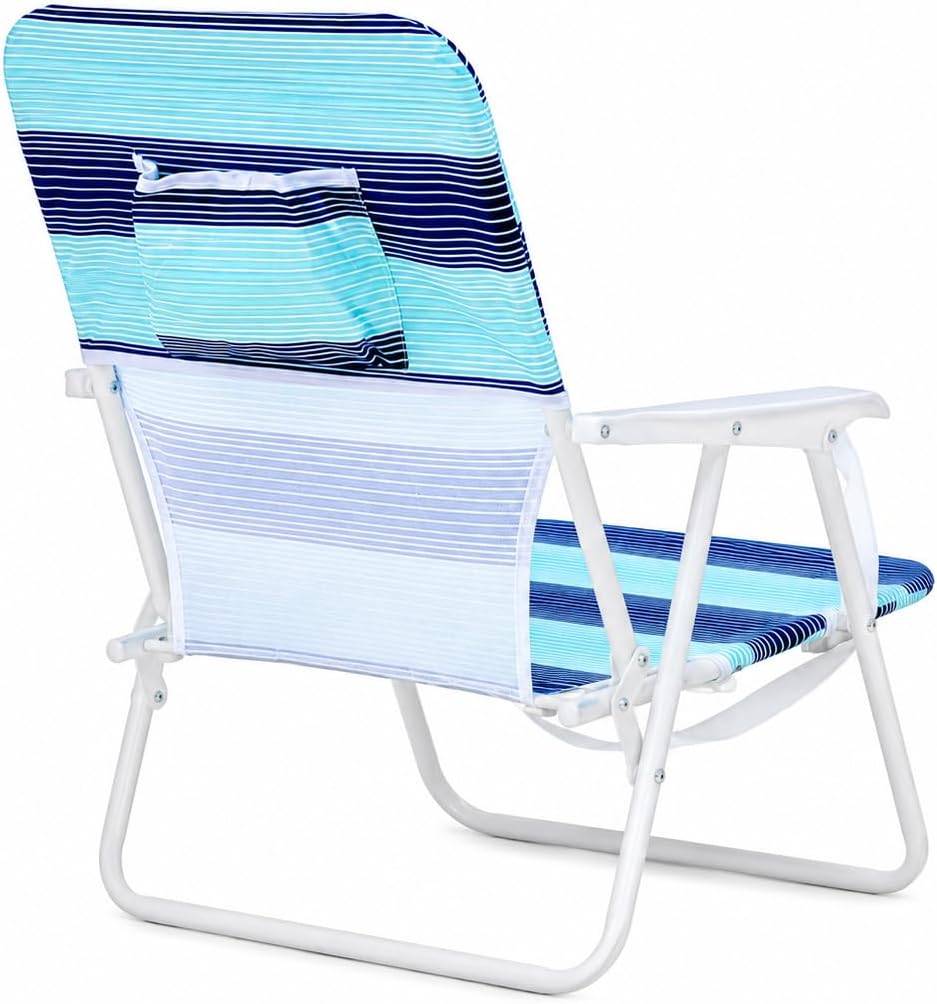 Caribbean Joe Folding Beach Chair, 1 Position Lightweight and Portable Foldable Outdoor Camping Chair with Carry Strap, Horizon Stripe
