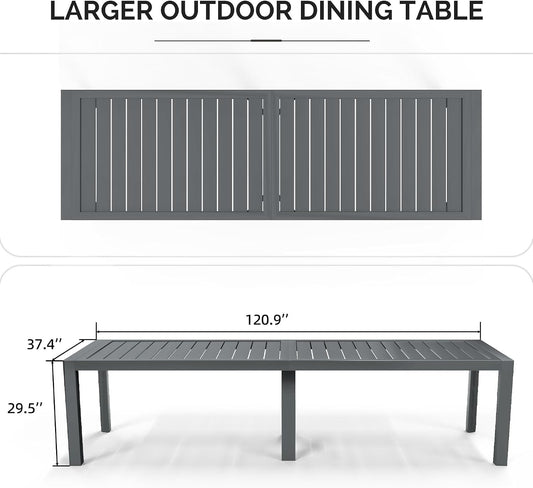 PURPLE LEAF Patio Dining Table for 10, All Aluminum Frame Height Adjustable
