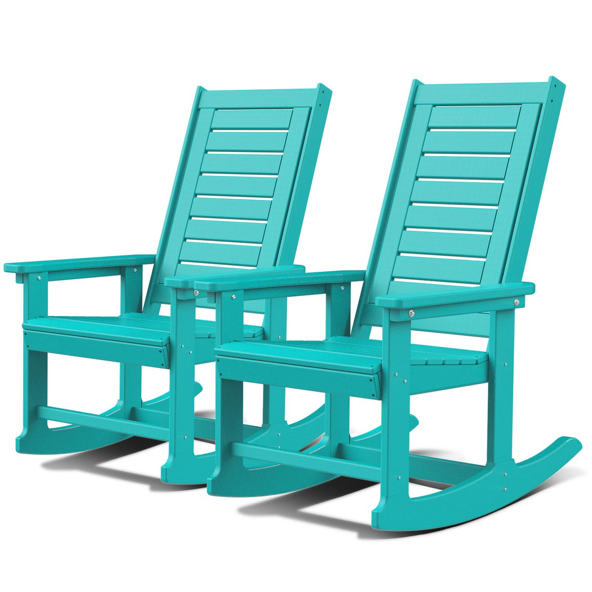 GREENVINES Oversized Outdoor Rocking Chairs Set of 2, HDPE Rocker, Black