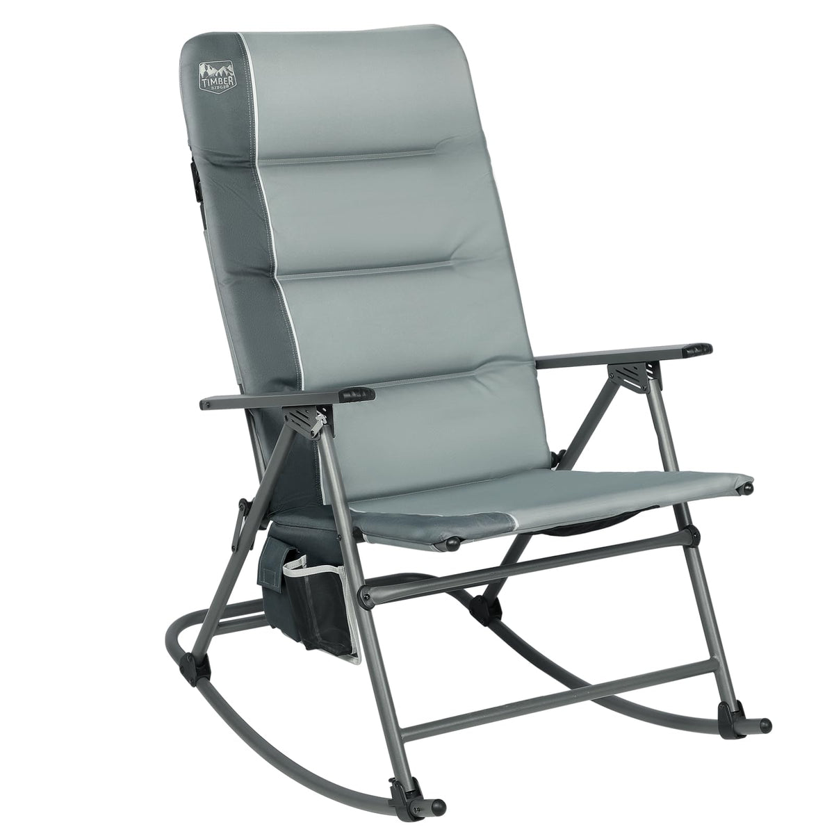 Timber Ridge Oversized Folding Rocking Camping Chair, Padded Outdoor Rocker with High Back, Portable Outdoor Chair for Patio, Garden, Lawn, Supports up to 400 lbs, Green