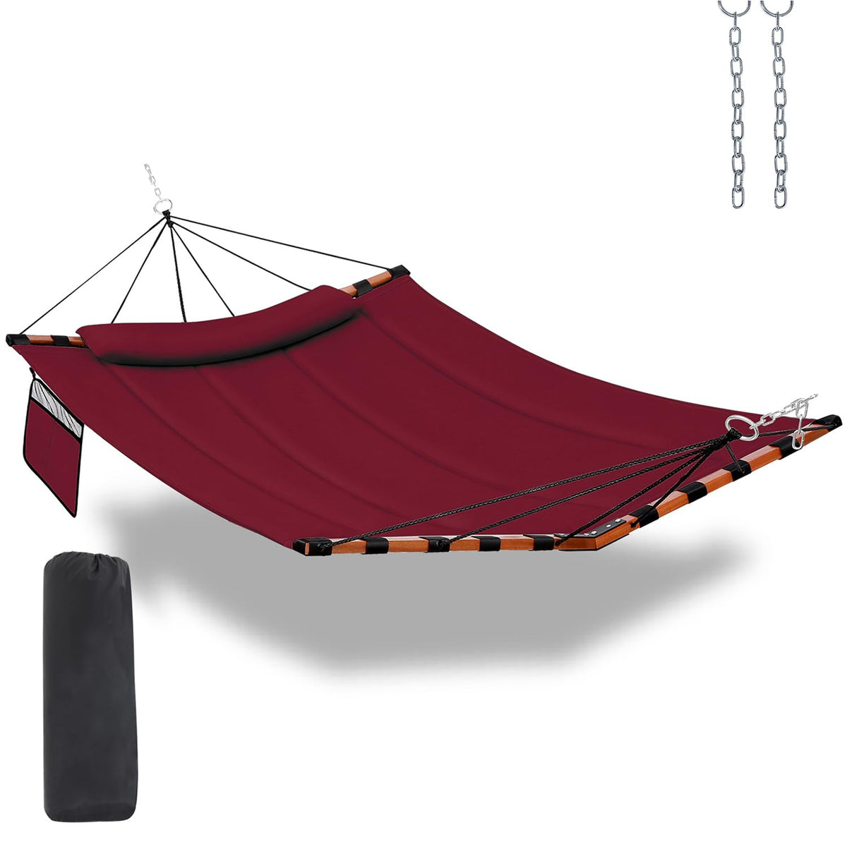 TegerDeger 12FT 2 Person Hammock with Stand V-Shape Spreader Bar - Beige