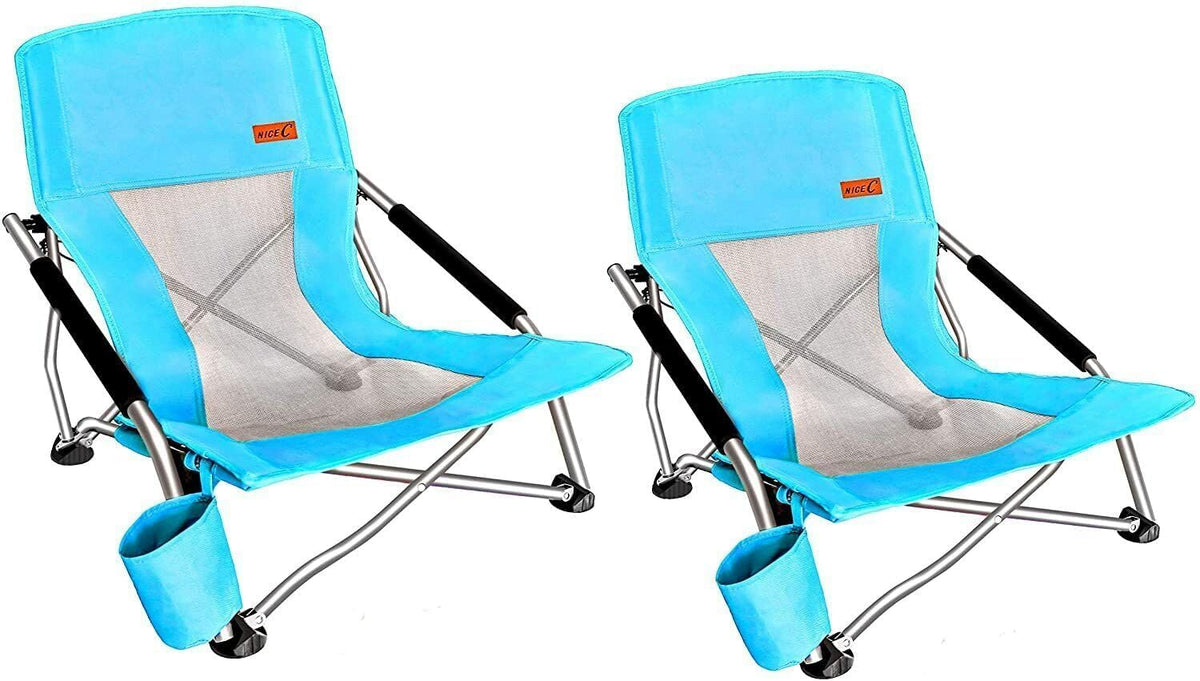 Nice C Low Beach Camping Folding Chair, River Sand Lake Chair (2P Orange)