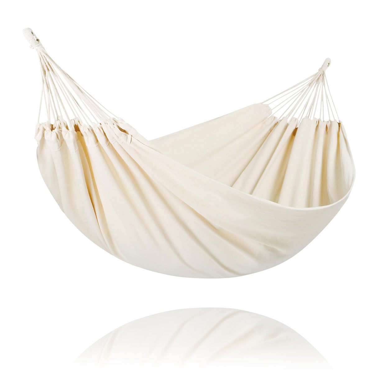 SUNCREAT Portable Camping Hammock for Outside, Heavy Duty 2 Person Hammock Bed for Tree, Beige with Tassels
