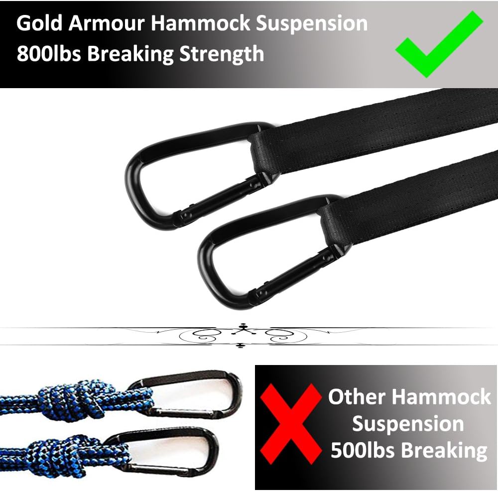 Gold Armour Camping Hammock - XL Double Hammock Portable Hammock Camping Accessories Gear for Outdoor Indoor with Tree Straps, USA Based Brand (Purple and Fuchsia)
