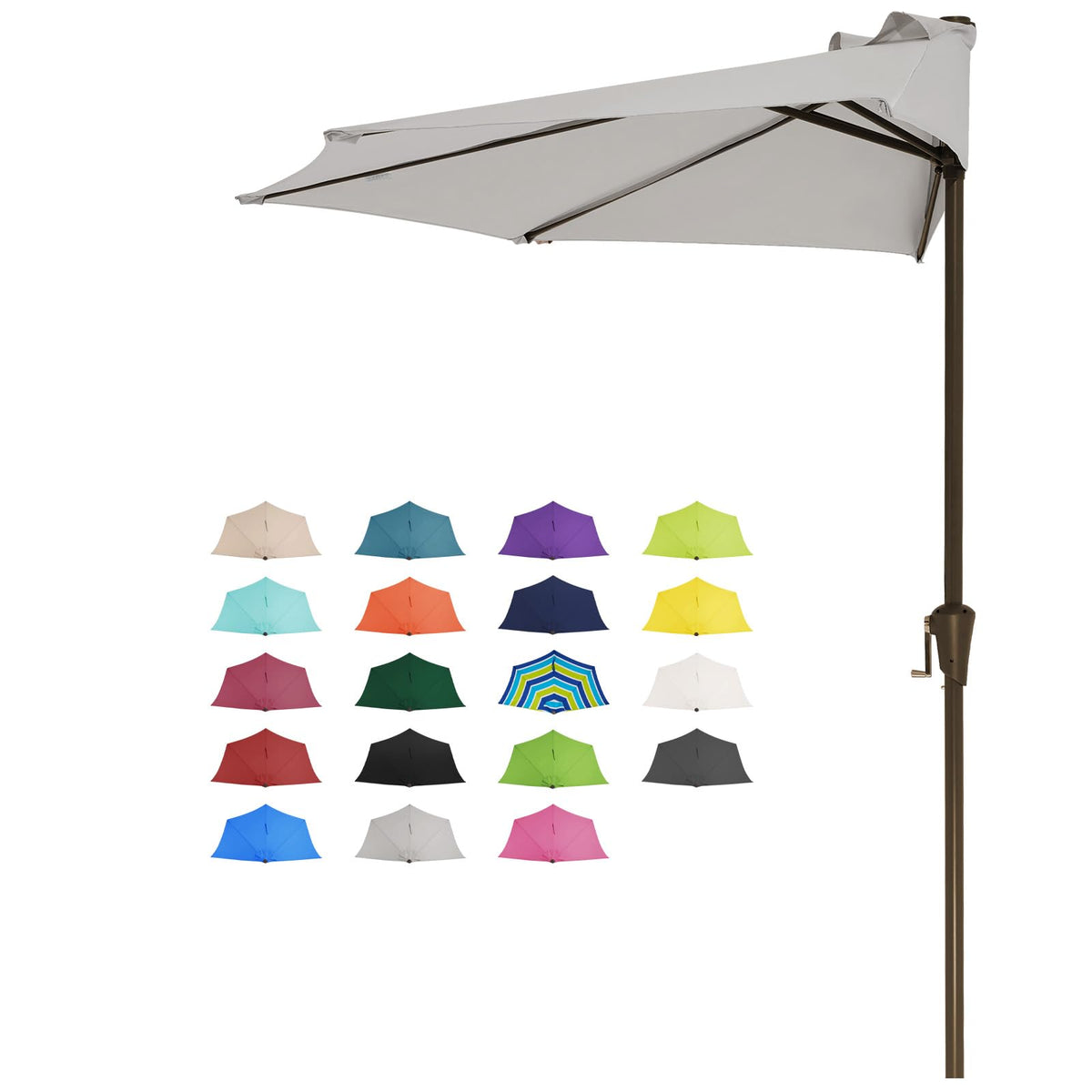 JEAREY 9 ft Half Outdoor Patio Umbrella w/Crank, Navy