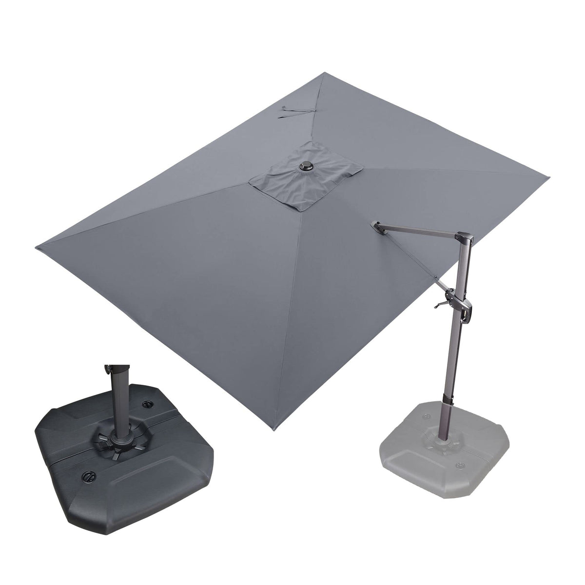 PURPLE LEAF Patio Umbrella with Base 9' x 11.5' 360° Rotation Control Beige