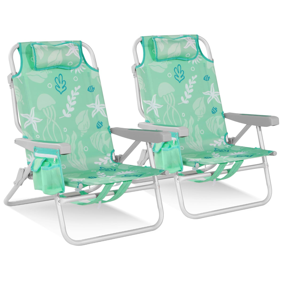 Low Beach Chair for Adults, Aluminum Backpack Beach Chair
