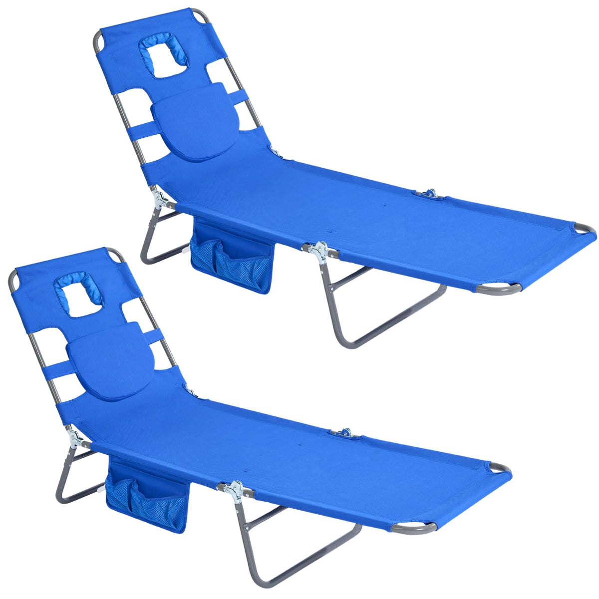 SUNNYFEEL Lay Flat Tanning Chair, Face Down Lounger, 5-Position Reclining