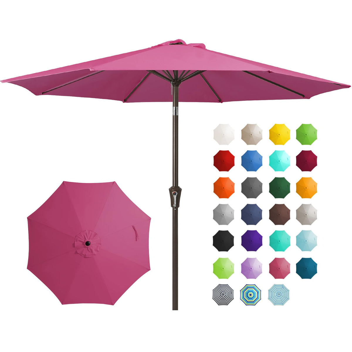 JEAREY 9FT Outdoor Patio Umbrella, Market Umbrella, Dark Blue