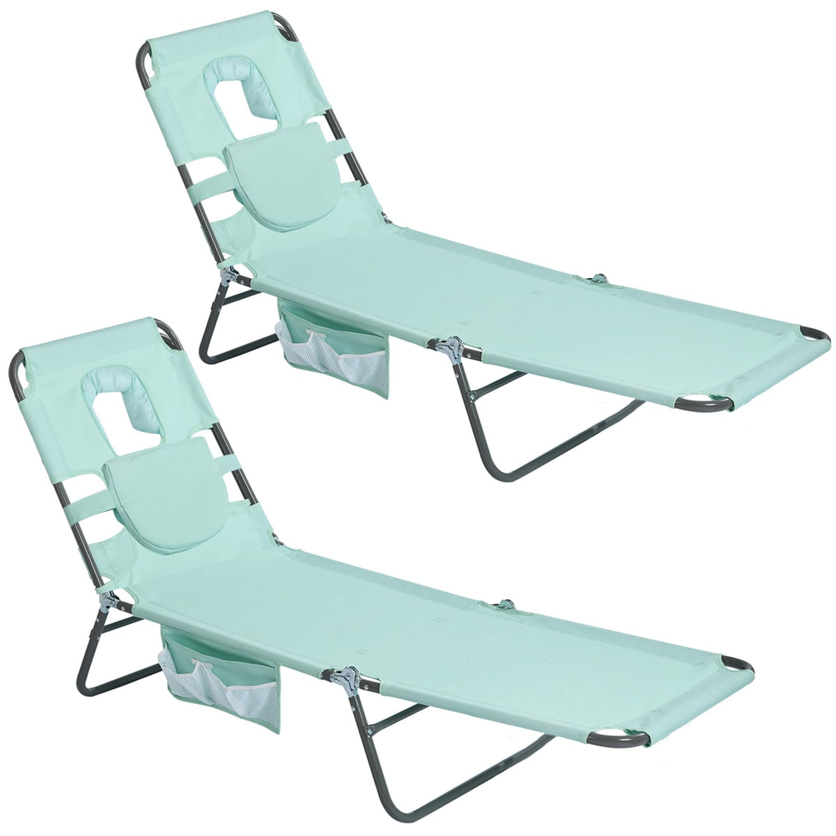 SUNNYFEEL Lay Flat Tanning Chair, Face Down Lounger, 5-Position Reclining