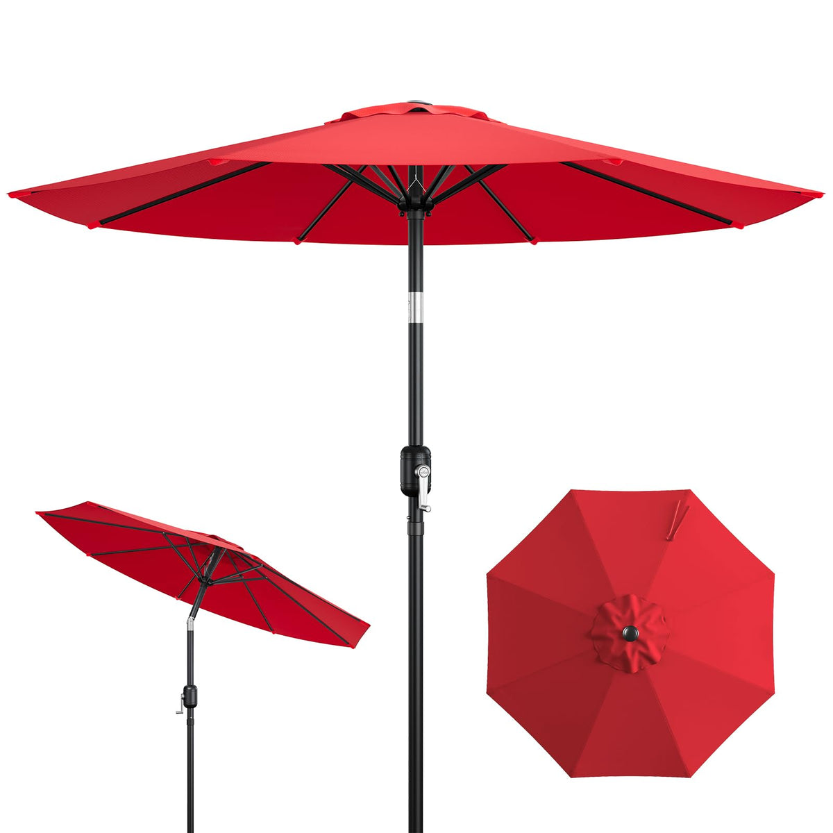 9FT Patio Umbrella, Outdoor Table Umbrella with Tilt & Crank
