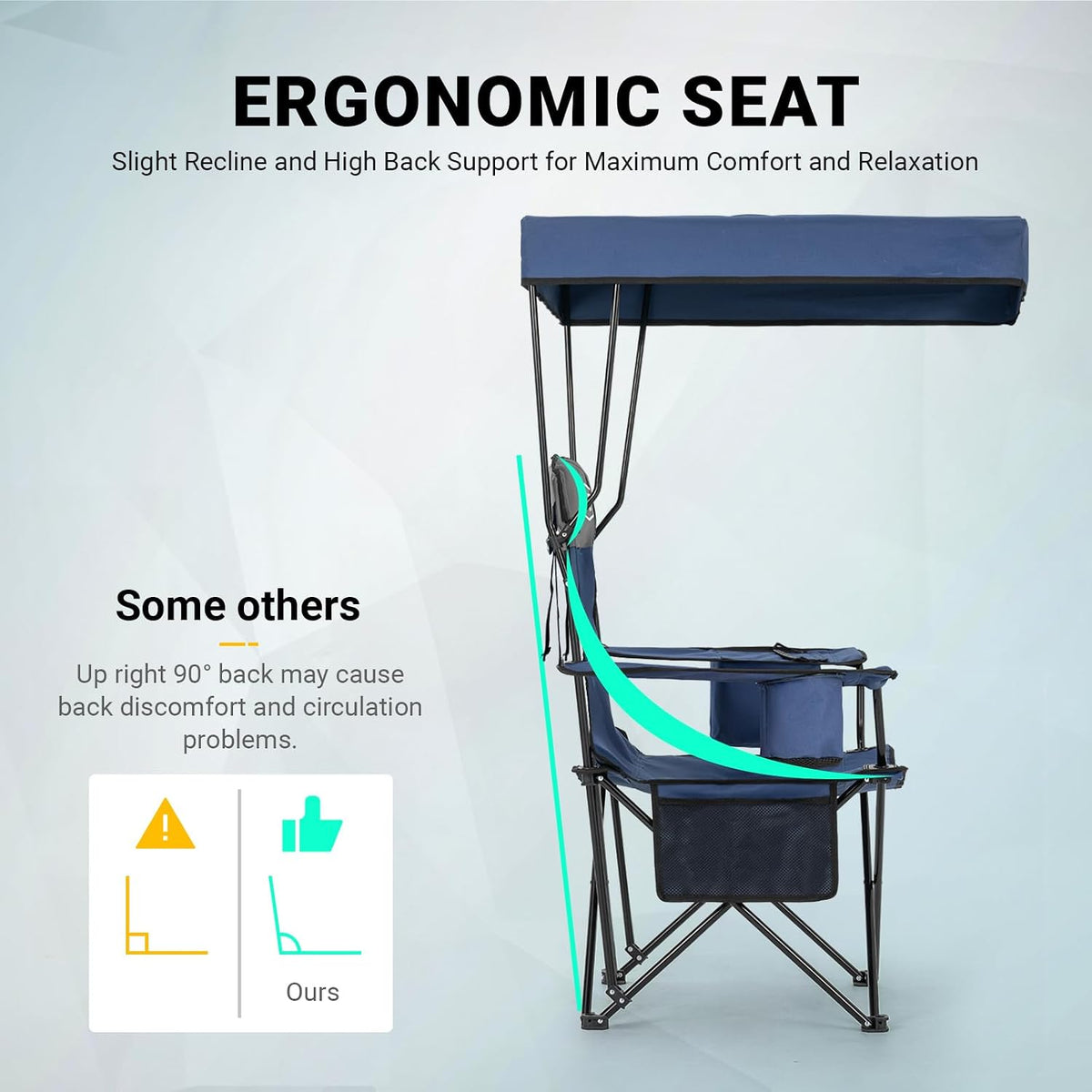 Overmont 2-Pack Camping Chairs with Canopy Shade - 330 lb Support