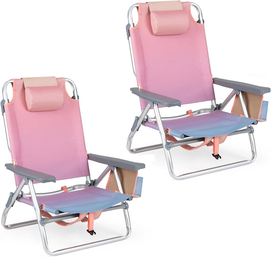 GYMAX Beach Chairs, Backpack Camping Chair