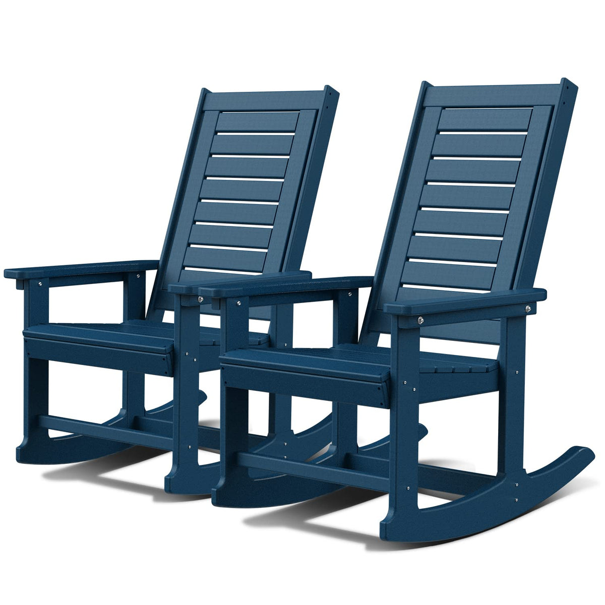 GREENVINES Oversized Outdoor Rocking Chairs Set of 2, HDPE Rocker, Black