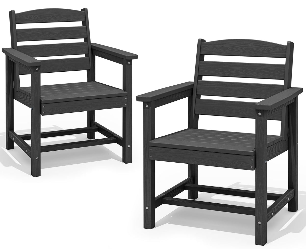 SERWALL 7 Pcs Outdoor Dining Set, 67" HDPE Dining Set for 6, Black