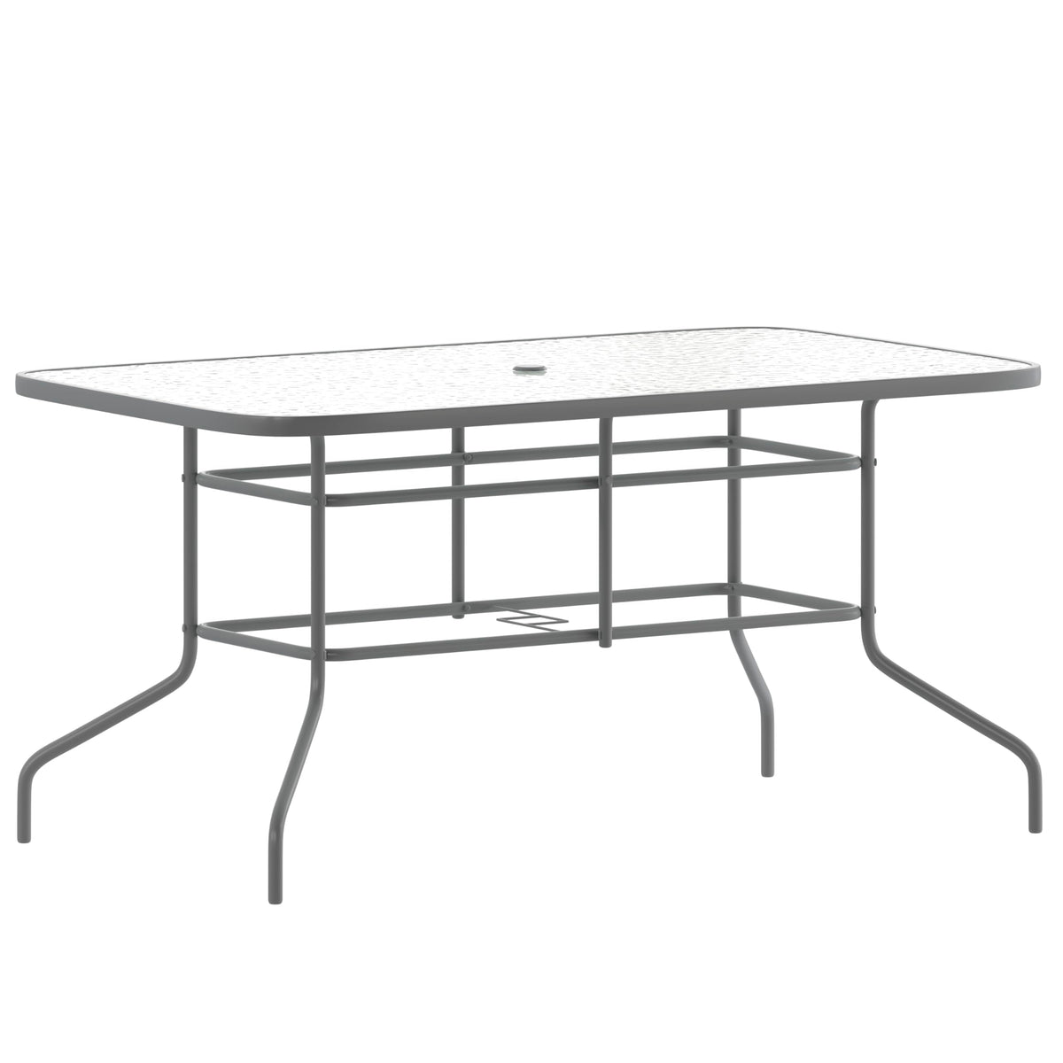 Flash Furniture 31.5x55 in Tempered Glass Table, with Umbrella Hole