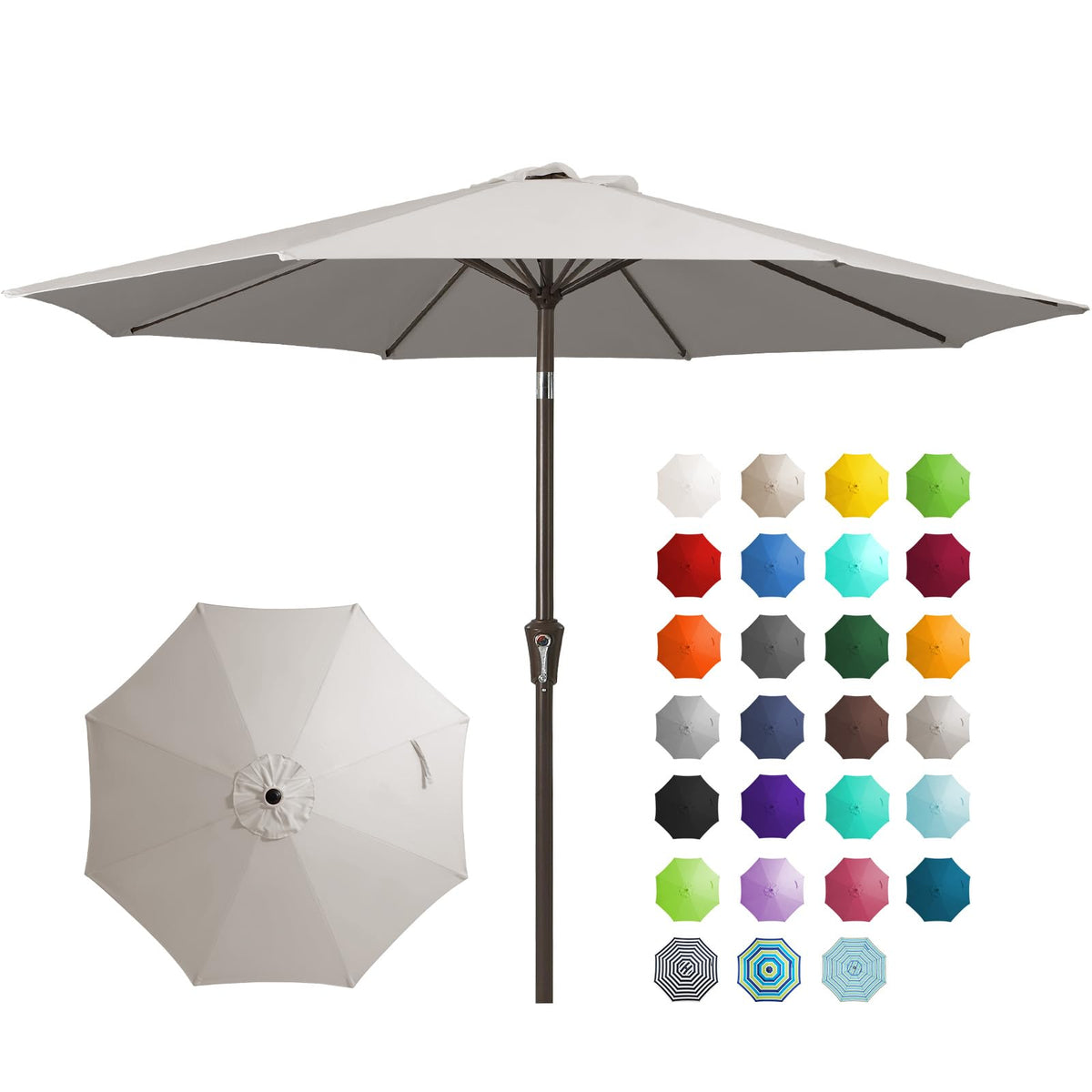 JEAREY 9FT Outdoor Patio Umbrella, Market Umbrella, Dark Blue