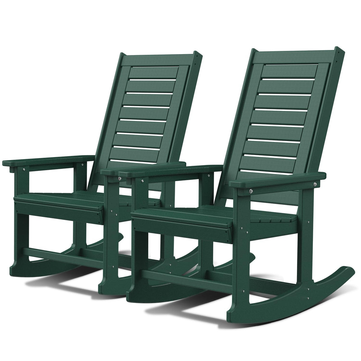 GREENVINES Oversized Outdoor Rocking Chairs Set of 2, HDPE Rocker, Black