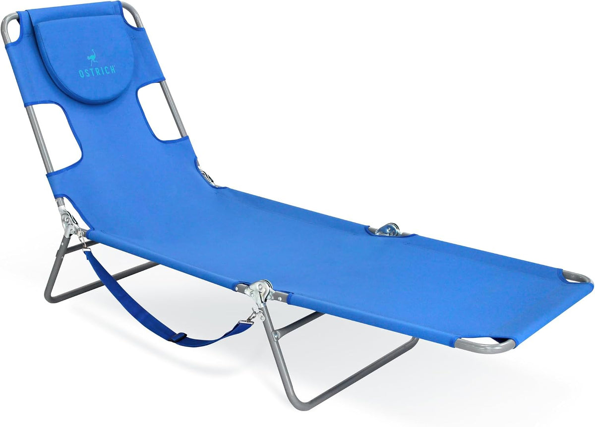 Ostrich The Original Chaise Lounge 72"x22" Portable Reclining Lounger, Blue