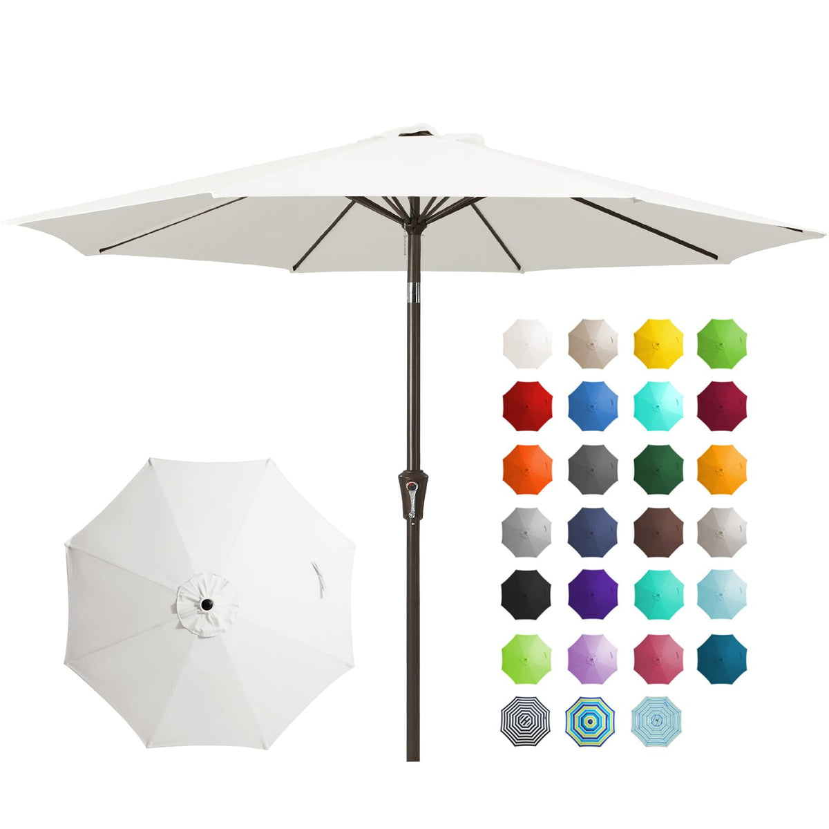 JEAREY 9FT Outdoor Patio Umbrella, Market Umbrella, Dark Blue