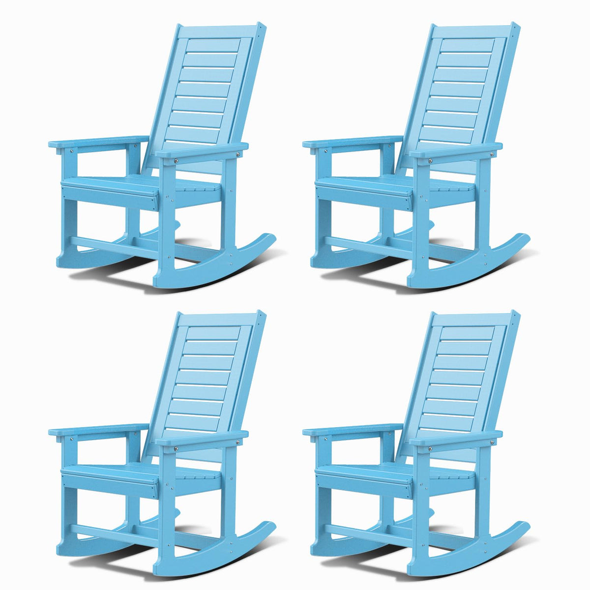 GREENVINES Oversized Outdoor Rocking Chairs Set of 2, HDPE Rocker, Black