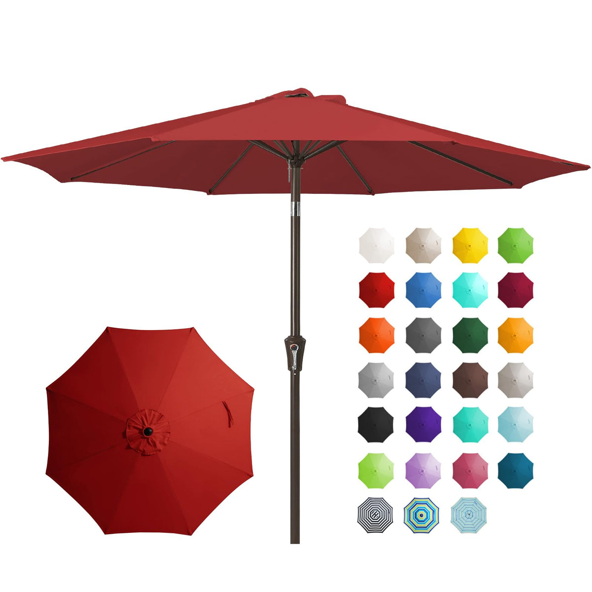 JEAREY 9FT Outdoor Patio Umbrella, Market Umbrella, Dark Blue