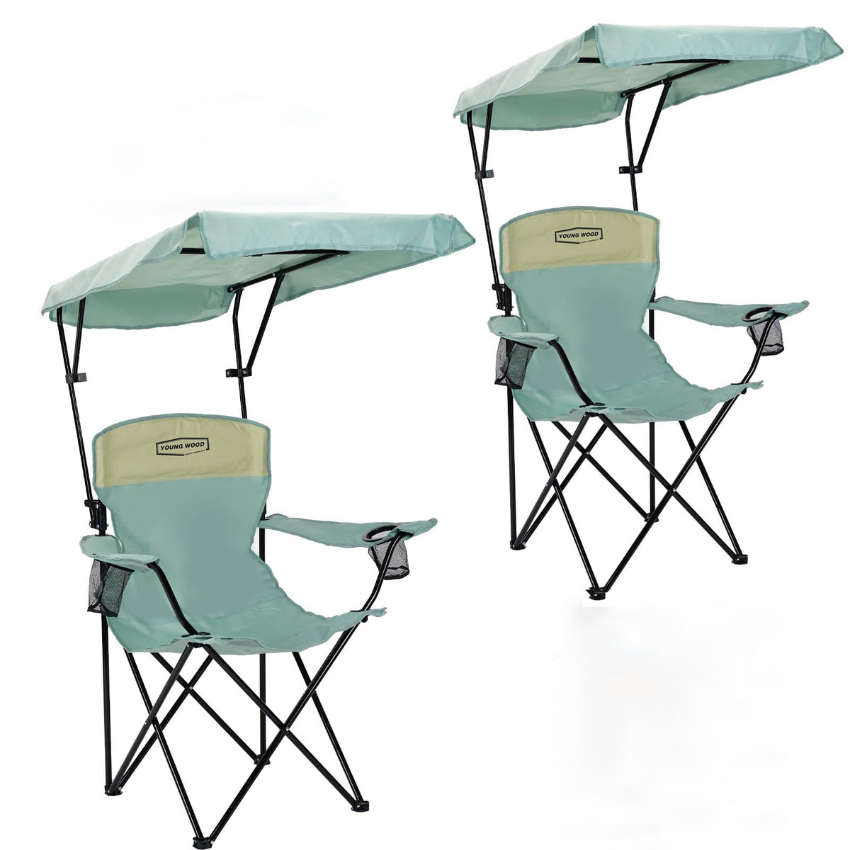 YOUNG WOOD Camping Chair with Canopy, Beach Chair with Shade,Portable,Lightweight Oversized for All, Easy to Open and Close Without Installation, Side Pocket Design for All Outdoor Activities，Blue