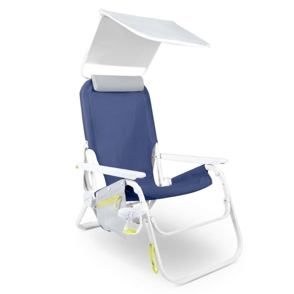 SUNFLOW Shore Thing Reclining Beach Chair with Sun Shade, Deep Blue Stripe