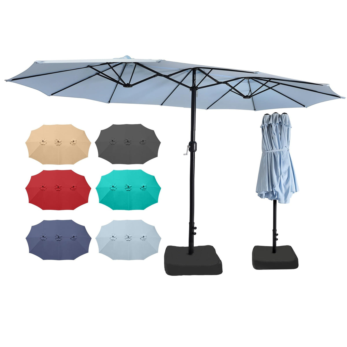 15ft Large Outdoor Patio Umbrella with Base Included